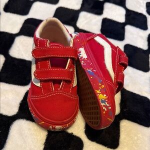 Vans Kids Red Sneakers with Multicolor Splash